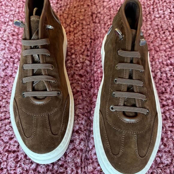 Salvatore Ferragamo Brown Suede Angel Mid-Top Sneakers Size 7M - Picture 4 of 6